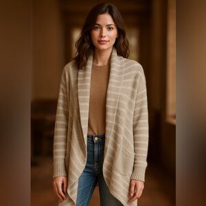 BCBG Paris Open-Front Striped Knit Cardigan – Size M